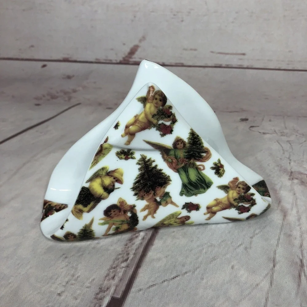 Ceramic Napkin Holder Angels Cupid Kitchen‎ Decor Christmas Holiday